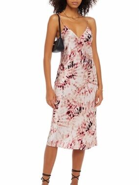 Cami NYC | Raven Silk Midi Slip Dress in Blush Pink Tie Dye, M